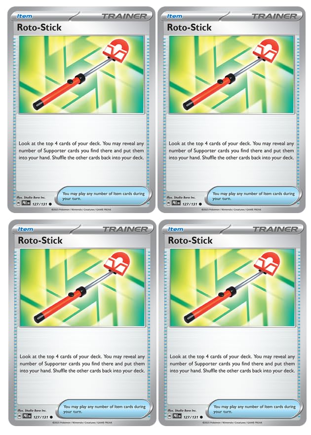 Roto-Stick 127 131 Prismatic Evolutions Pokemon Trainer Card Lot x4 Card Set