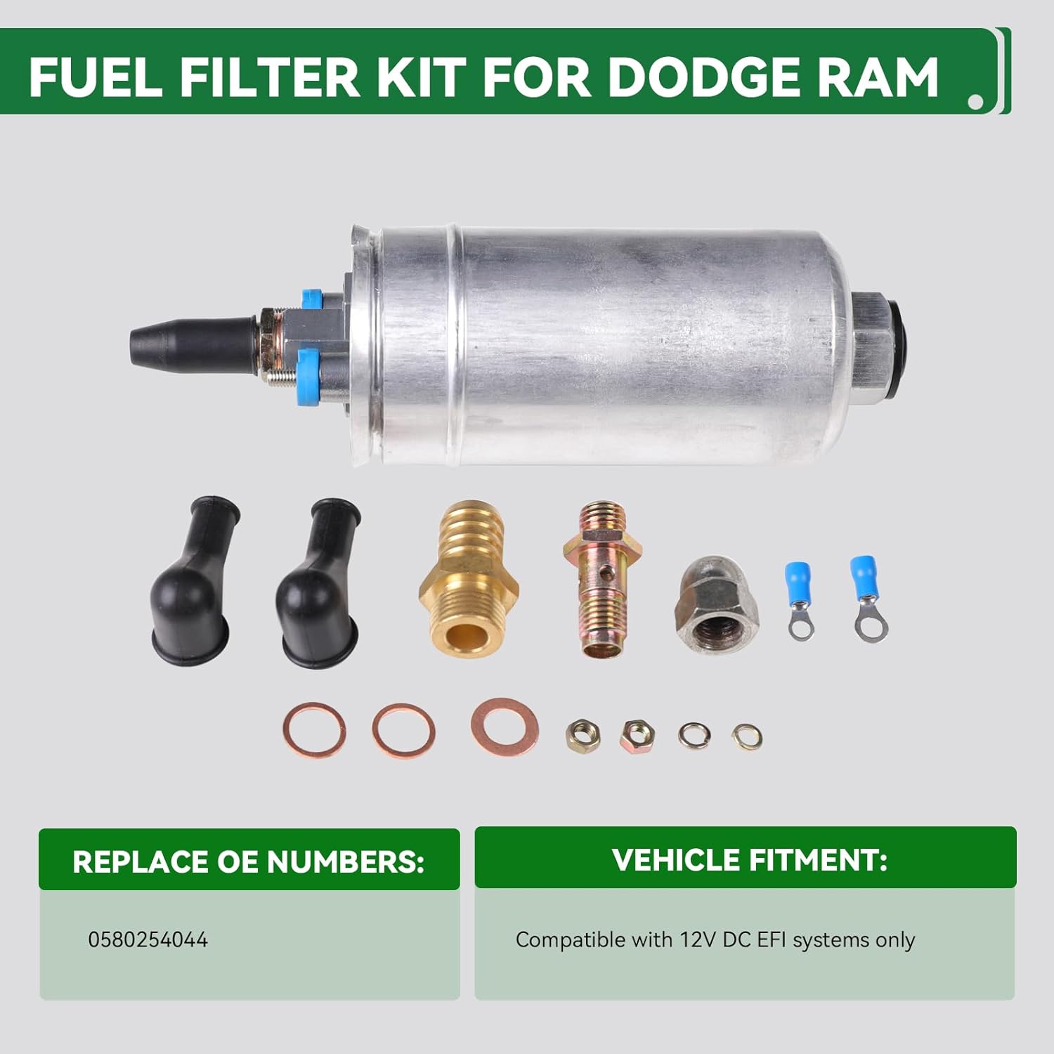 Electric Fuel Pump 12V 200LPH 43-75 PSI High-Pressure EFI Electric Fuel Pump Universal External Inline Fuel Pump for Electronic Fuel Injection Systems