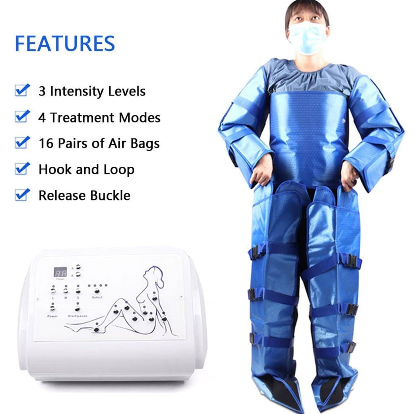 Presoterapia y drenaje linfático, máquina de masaje de drenaje linfático de cuerpo completo con terapia de presión al vacío - Dispositivo de envoltura con airbag para piernas