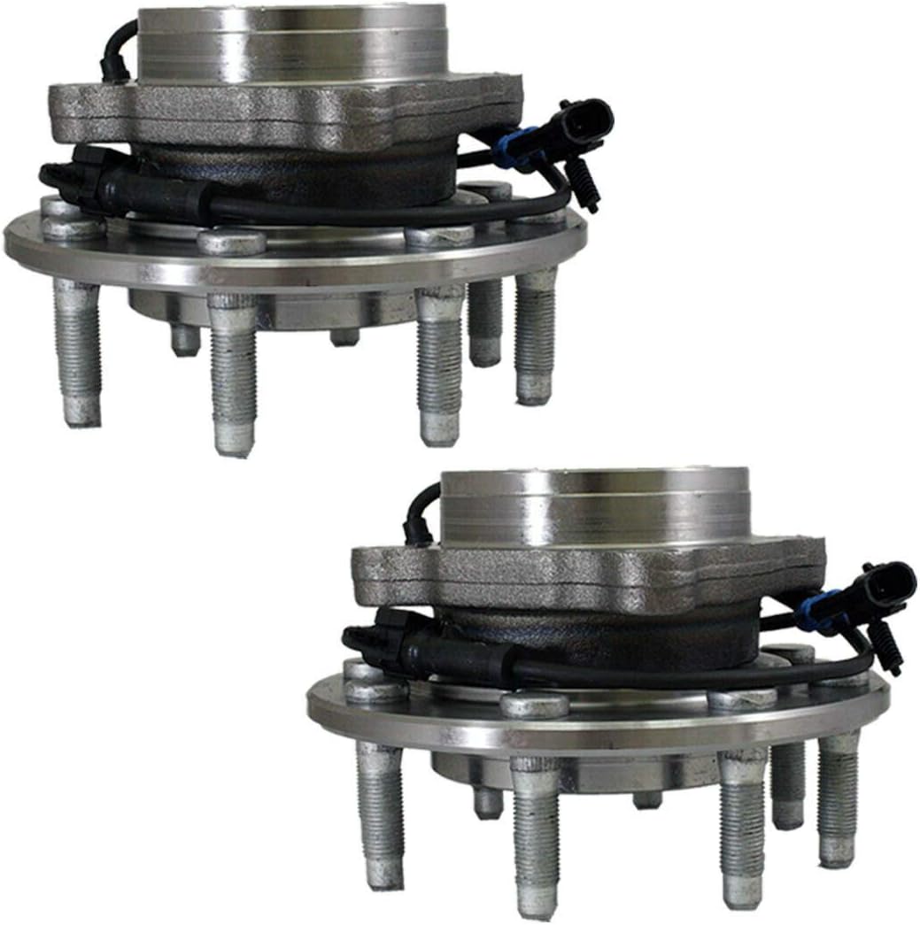 [Set of 2] Longgo 515058HD Front Wheel Bearing and Hub Assembly 8 Lugs w/ABS for Chevy GMC Silverado Sierra 1500 Suburban Yukon XL Avalanche 2500 3500 Hummer H2 Hub Bearing Assembly 4WD 4x4 Only