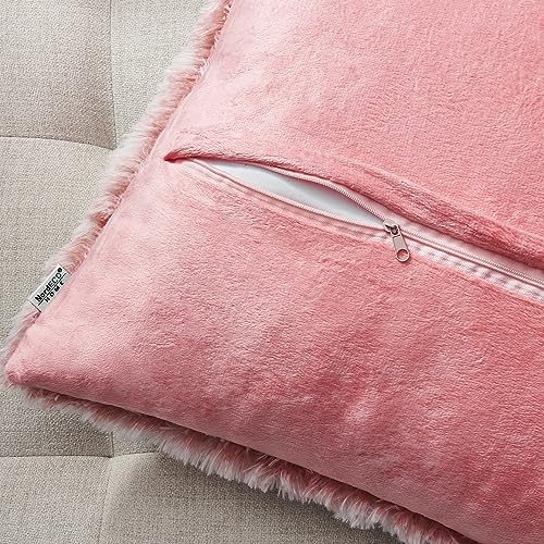 Image of Faux Fur Throw Pillow Covers for Couch Decorative Pillows 18x18 Inches
