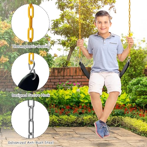 Image of Sunnyglade 8PCS Swings Seats Heavy Duty with 66 inch Chain, Playground Swing Set Accessories Replacement with Snap Hooks, Support 250lb (8, Black)