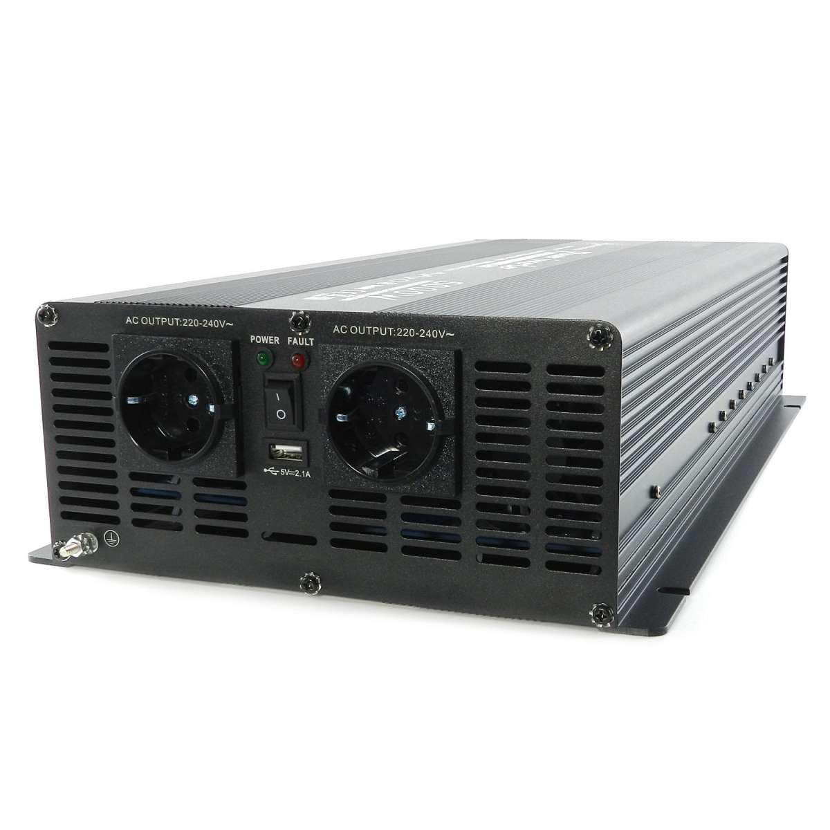 Solartronics NM5000 przetwornica napięcia 24 V 230 V zmodyfikowana sinus 5000 W - przepięcie 10000 W - falownik mocy 24 V na 230 V transformator prądowy ze złączem Schuko i USB konwerter falownika