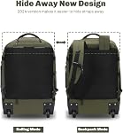 Hynes Eagle Rolling Backpack Luggage 21'' Backpack with Wheels Flight Approved Wheeled Backpack Carry on Travel Backpack for Women Men 42L