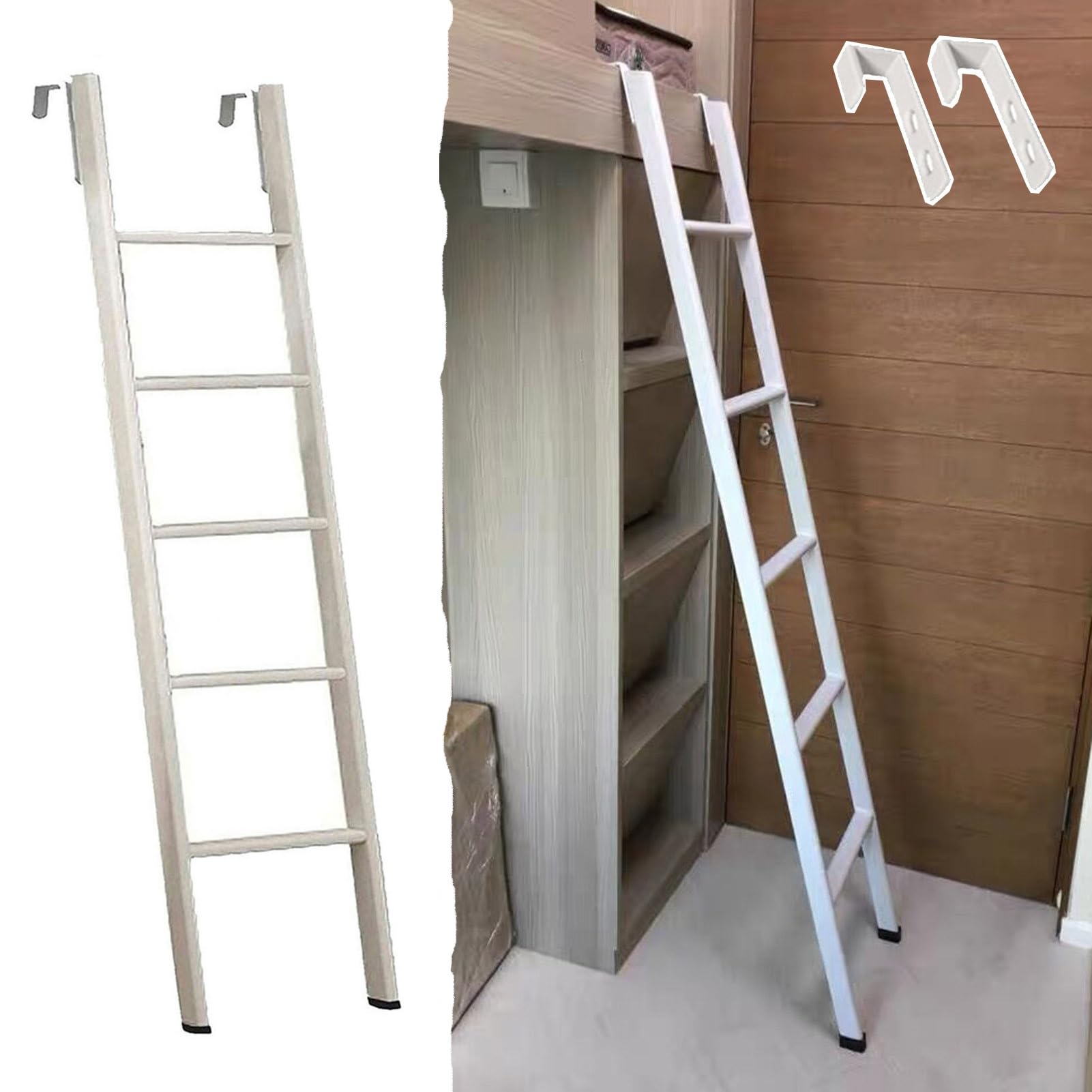 Escalera para litera doble con alfombrillas antideslizantes y estructura de acero regulable