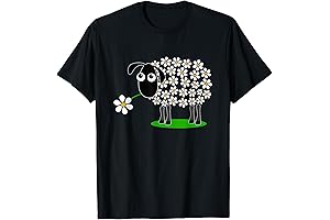 Cute Sheep with Flower Wool T-Shirt Gift for Girls Women Graphic Tee T-Shirt