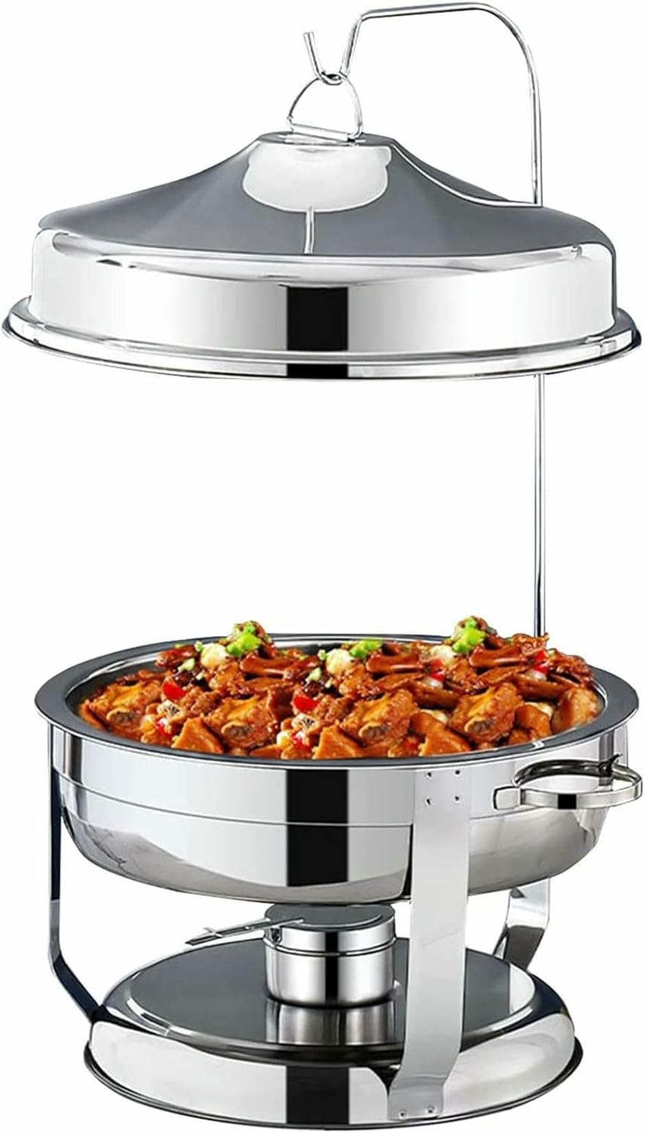Chafing Dish in Acciaio Inossidabile con Coperchio sospeso, Set di contenitori riscaldanti per Buffet di Catering, Inclusi teglia per Cibo, teglia per Acqua, Contenitore per combustibile~/
