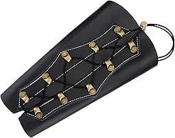 Keenso Protector de Brazo de Tiro con Arco, Protector de Brazo de Cuero de PU Ajustable Duradero Protector de Brazo Accesorio de Aparejos para Entrenamiento de Arco Tradicional recurvo