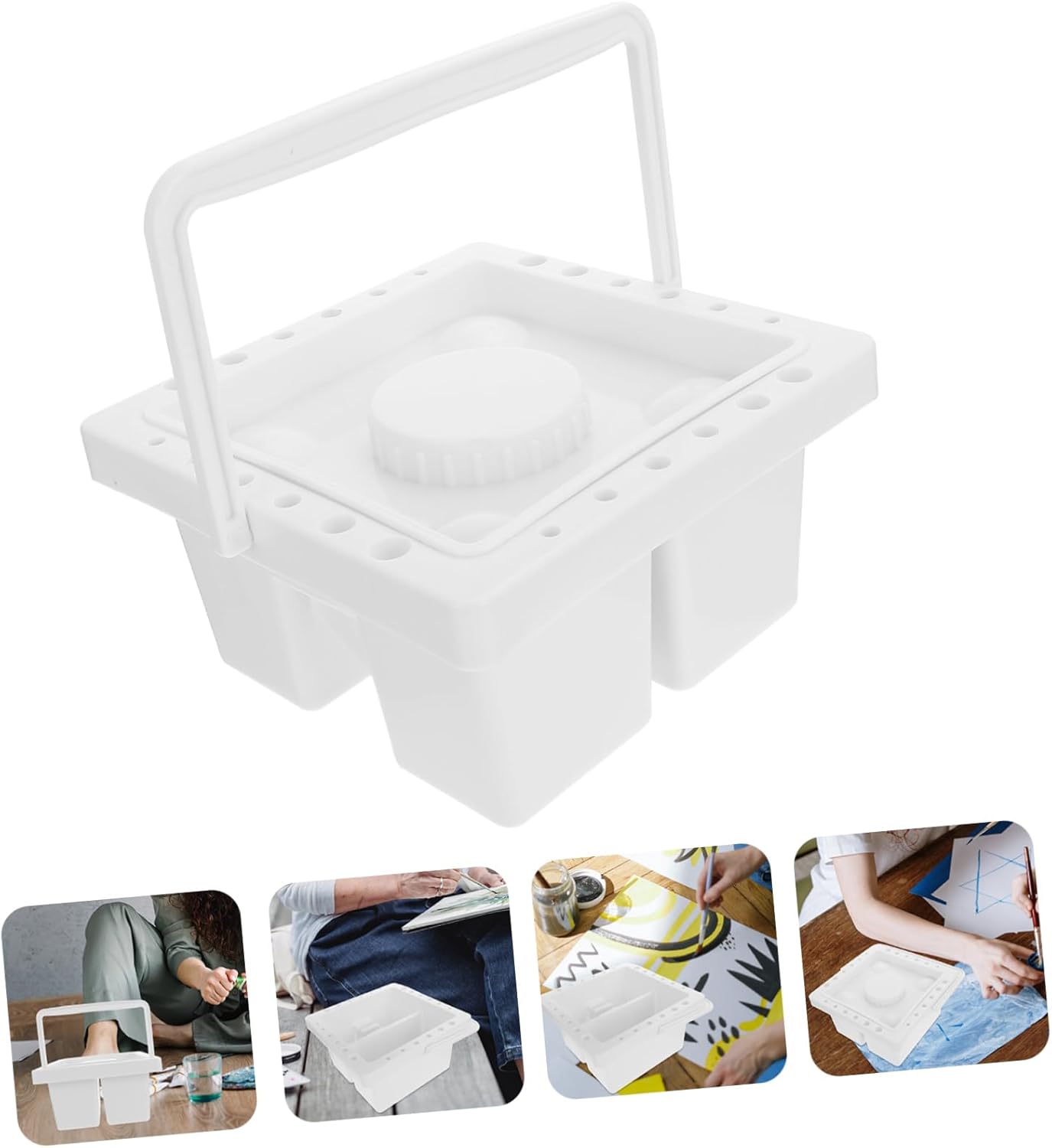 NUOBESTY 2pcs Convenient Artist Brush Washer for Oil Painting Watercolor Brush Holder Paint Cleaner Drawing Supplies for Adults