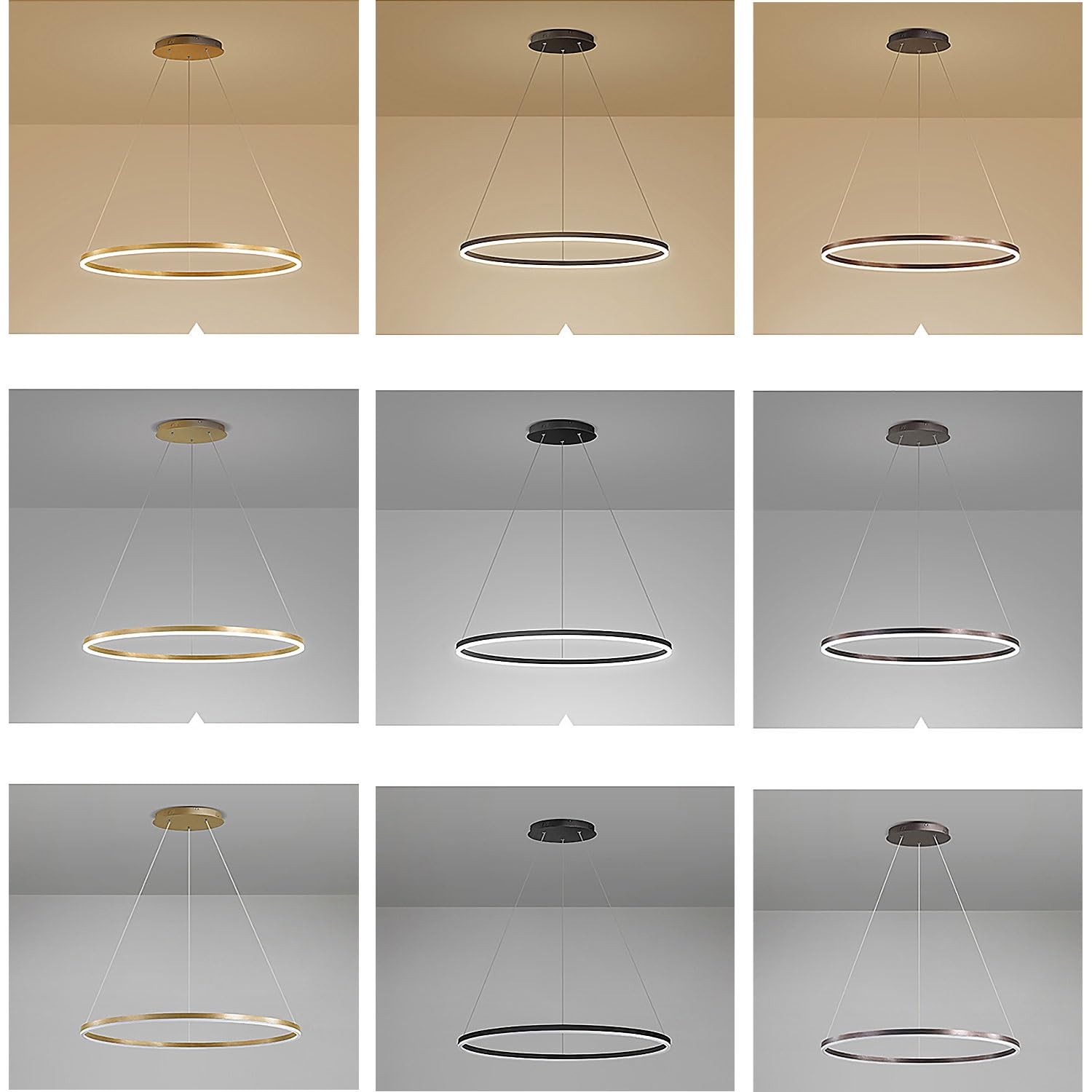 Lampa Wisząca Nowoczesny Stół Jadalny LED Światło Wiszące Pierścień Ze Zdalnym Sterowaniem Oświetleniem Ściemnialna Lampa Restauracyjna Regulowana Wysokość Dla Salonu Kuchnia Żyrandol (Size : Brown 6