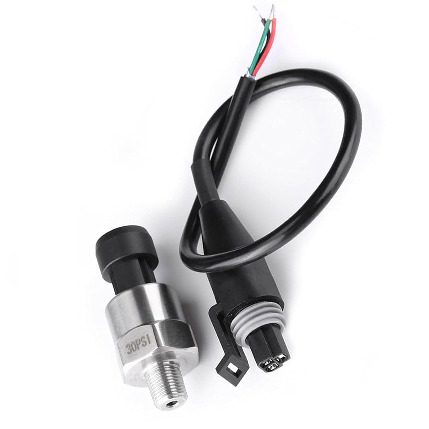 0.5-4.5V Output Stainless Steel Pressure Transducer Sender,1/8NPT SS Pressure Sensor with Connector Oil Pressure Sensor for Oil Fuel Air Water (30PSI)