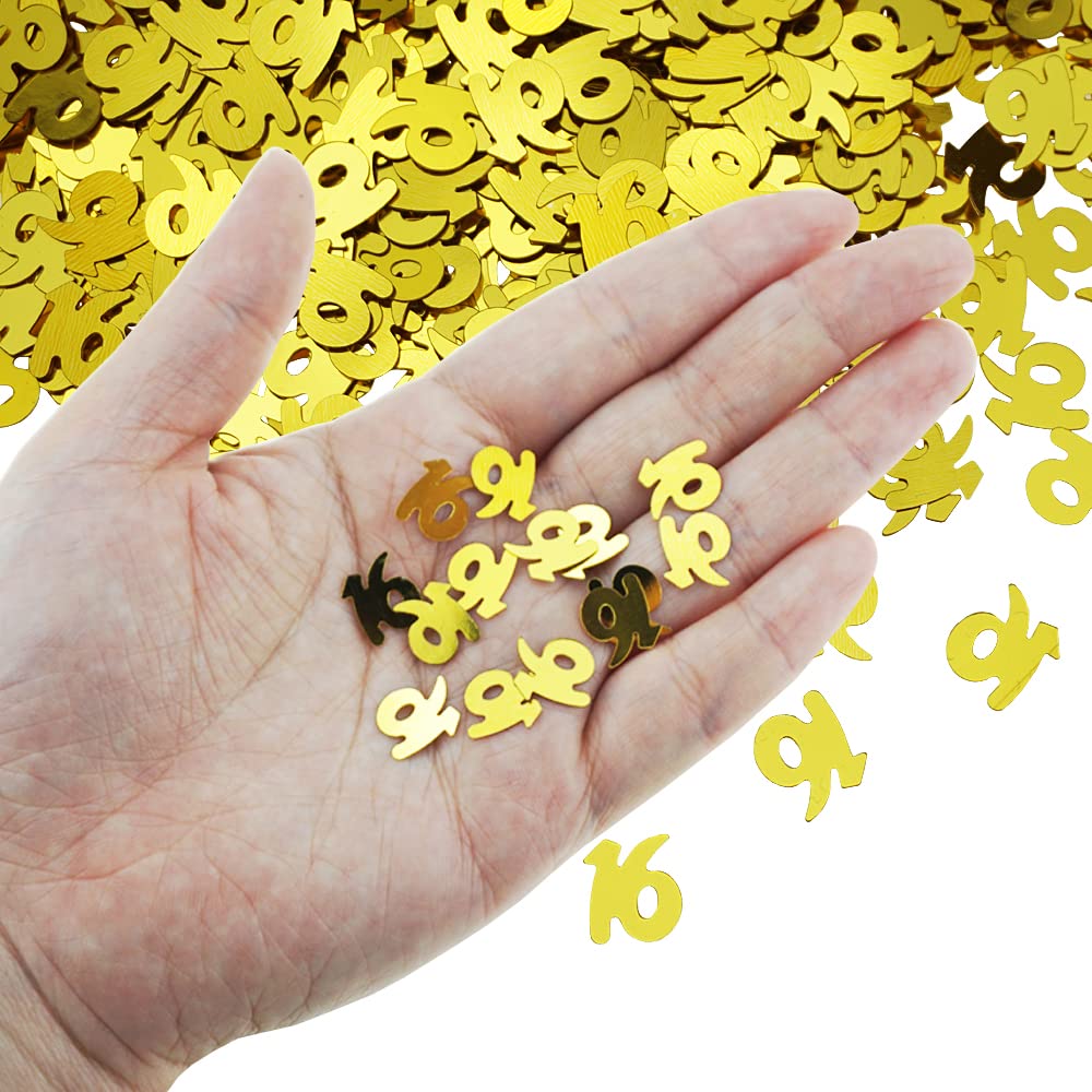 Gold Konfetti „16“ Für Geburtstag – 1300 Stück, Glitzernde Pailletten, Deko Für Sweet 16 Party