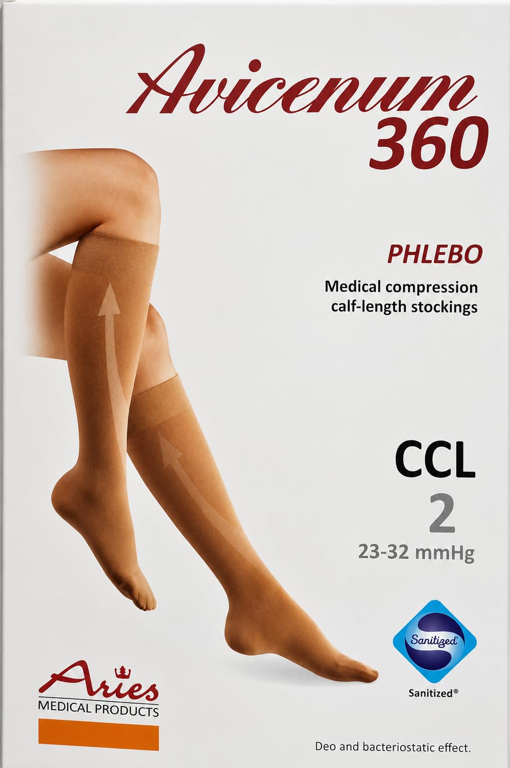 Avicenum PHLEBO 360 Medical Compression Stockings for Varicose Veins | Calf-Length (AD), Open Toe, Class 2 (CCL 2: 23-32 mmHg) | Men & Women | Size: M LONG (2D), Colour: Beige/Sand | 1 Pair (Product Code: 8001)-image-14