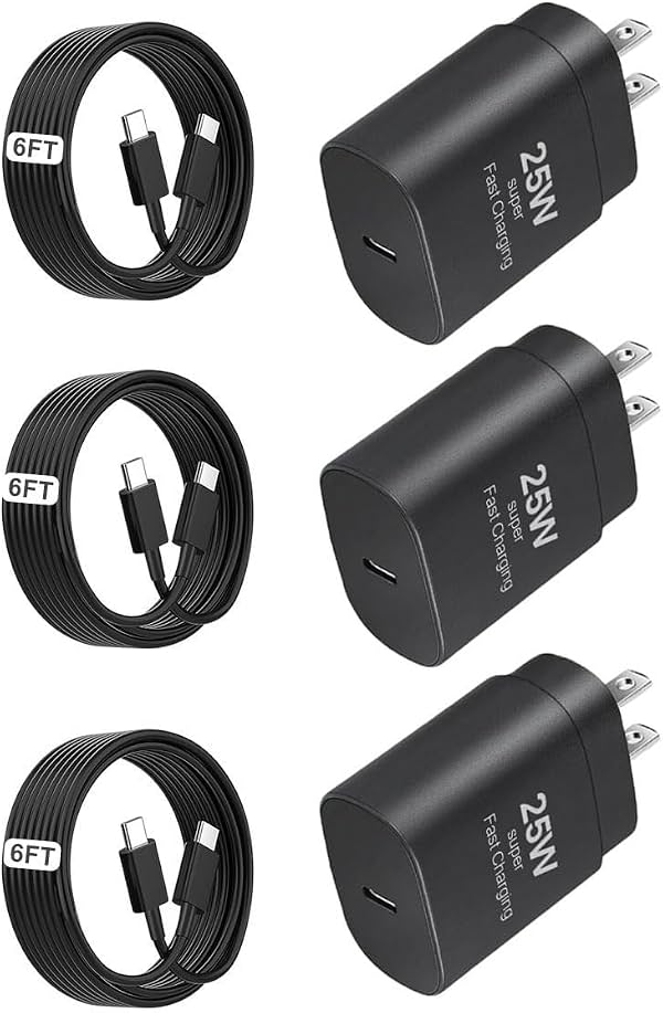 Cargador USB C de 25W, bloque de carga superrápida, adaptador de corriente tipo C | El cargador para teléfono móvil es adecuado para Samsung Galaxy S25/S24 S23 S22 S21 Ultra/S20/S20 Ultra/Note 20 Ultra, Android