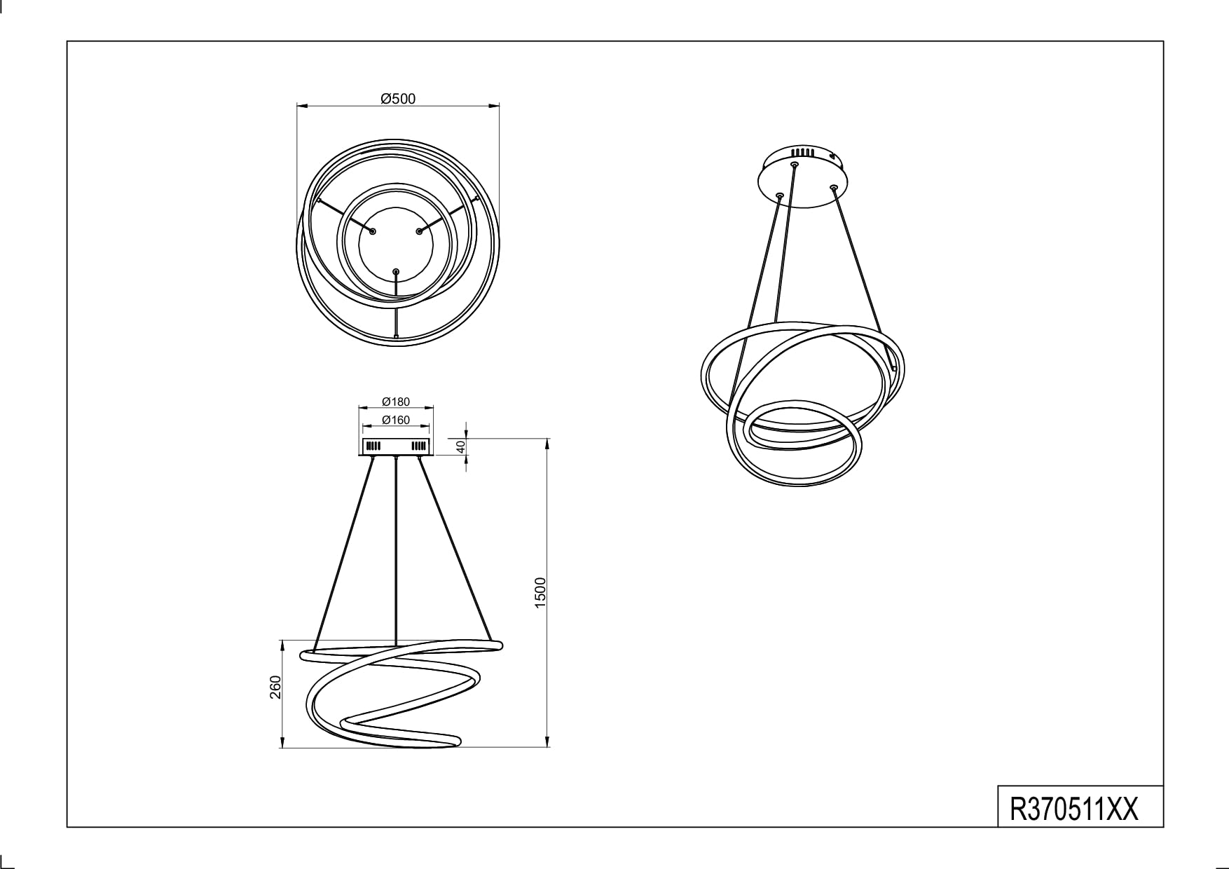 Reality Leuchten LED Pendelleuchte Bologna R37051106, Metall Chrom, inkl. 36 Watt LED, Switch Dimmer