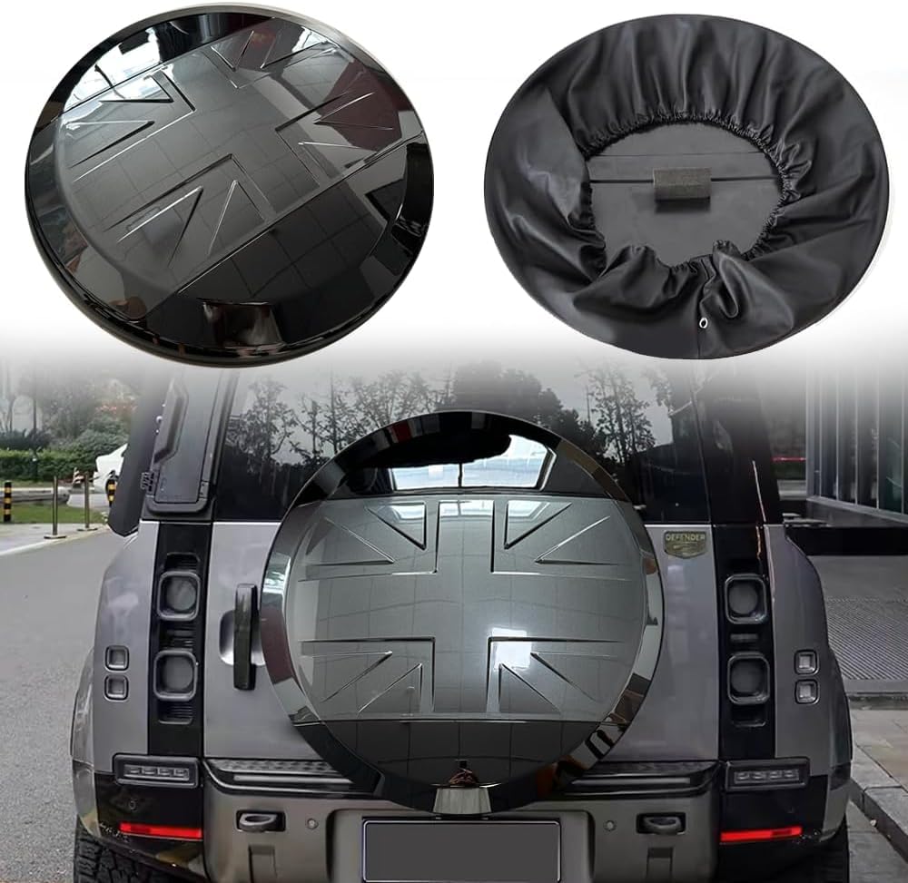 Pokrowiec na koło zapasowe, osłona na oponę, tworzywo sztuczne, pasuje do Land Rover Defender 90, 110, 130, 2-drzwiowy, 4-drzwiowy, 5-drzwiowy, 2020, 2021, 2022, 2023, 2024, 2025, szary