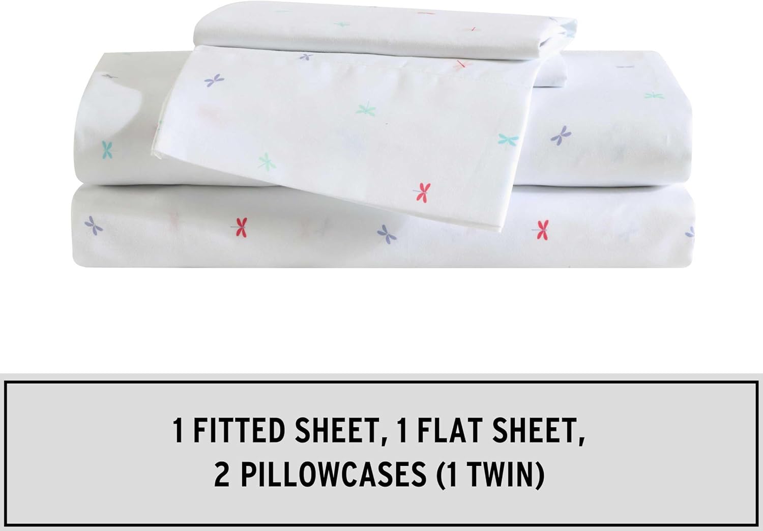 Eddie Bauer Kids - Twin XL Sheets, Stain-Resistant Toddler Bedding with Matching Sham(s), Super Soft, Ideal Girl Room Essentials (Dragonflies Pink, Twin XL)