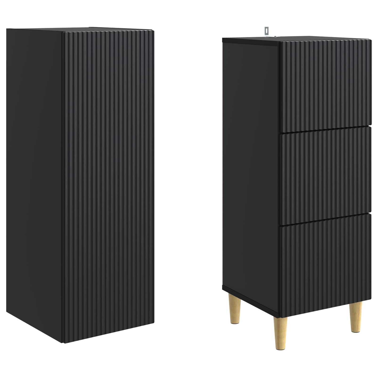 Set di 2 armadi da soggiorno, 33 x 34,5 x 90 cm, in legno, armadio da parete e cassettiera, moderno, per corridoio e soggiorno