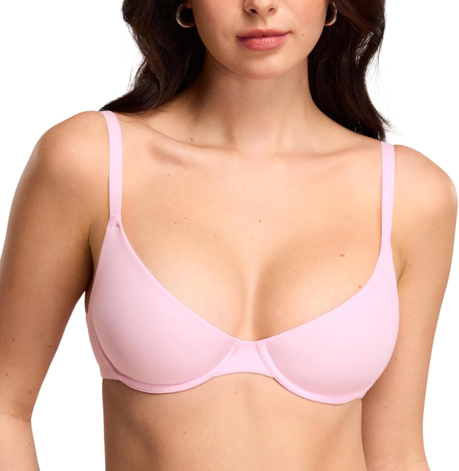 DOBREVA Women's Balconette Unlined Plunge Bra Underwire Demi Plus Size Bras Lounge Comfort