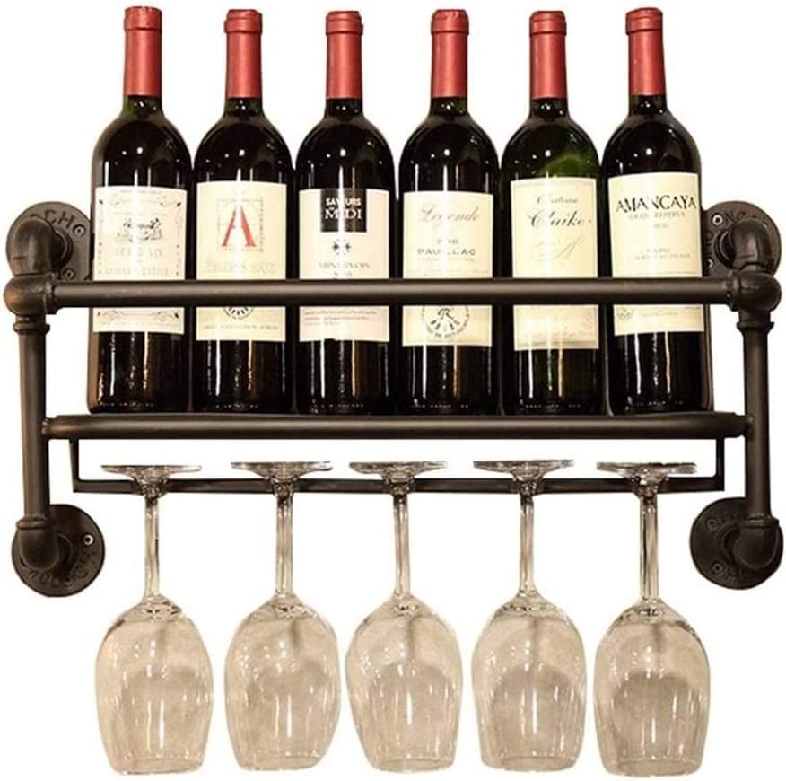 Casiers à vin vintage en fer forgé noir, l'élégance du métal et du verre