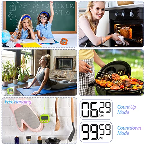Weewooday 24 Pcs Small Digital Kitchen Timer Magnetic Back and Switch Minute Second Count up Countdown Big LCD Display Loud Alarm for Teacher Cooking Baking (Colorful) by Weewooday - Image 6