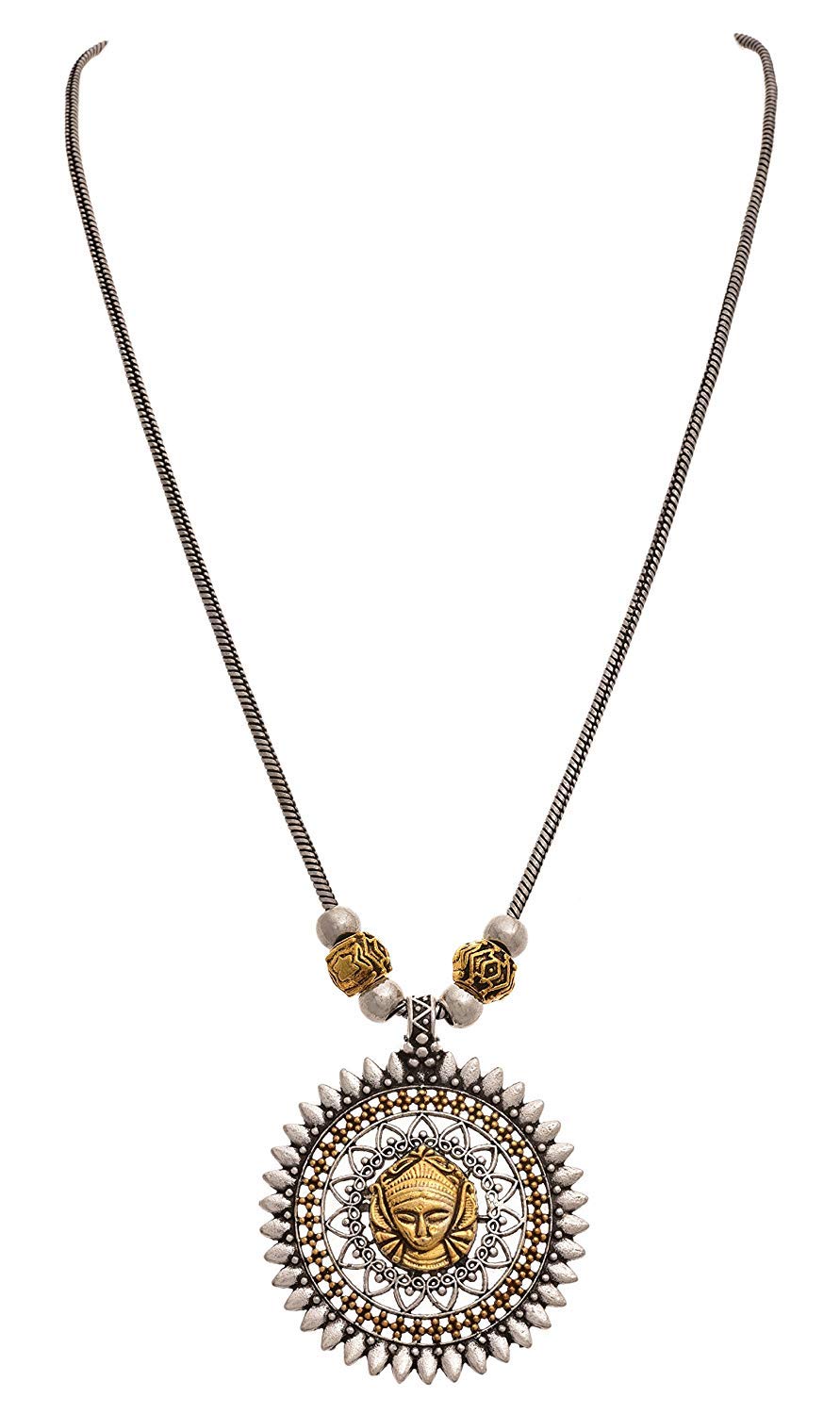 El Regalo Dual Tone Goddess Durga Ma German Silver Pendant Necklace | Traditional Temple Jewelry | Durga Ma Necklace for Durga Pooja & Navratra Pooja (B07G9JWMYM) Amazon Price History, Amazon Price Tracker