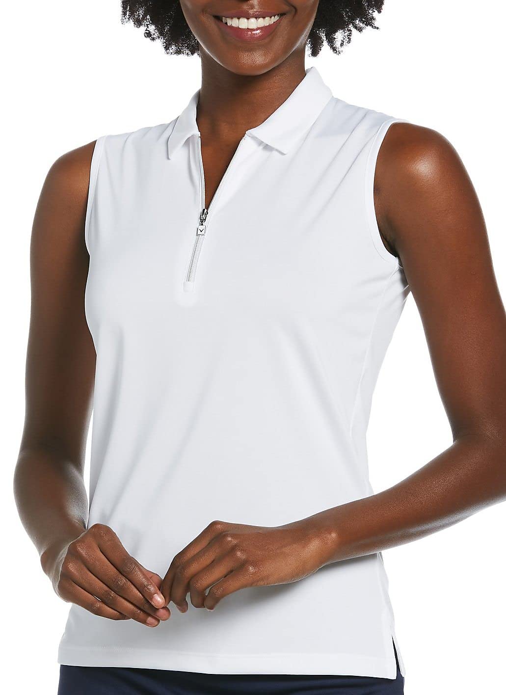 Callawaywomens Quarter Zip Heather Sleeveless Golf Polo Shirt Golf Shirt