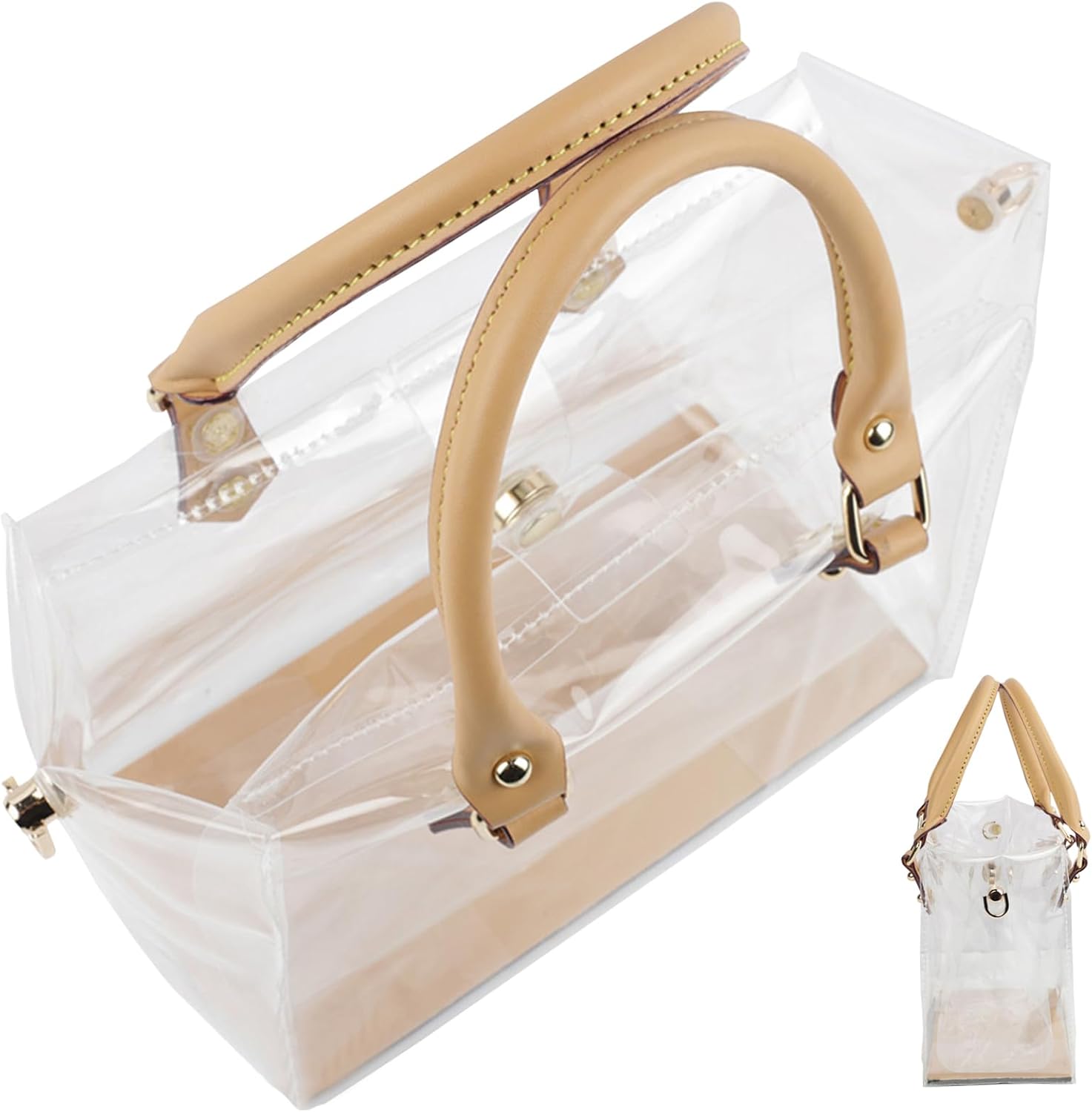 DIY Bag Kit for Clear Pvc Tote Bag, Handbag Handle with Accessories Tool, DIY Complete Leather Wallet Kit Leather Strap for Birthday and Holiday Handbag Handle image 5