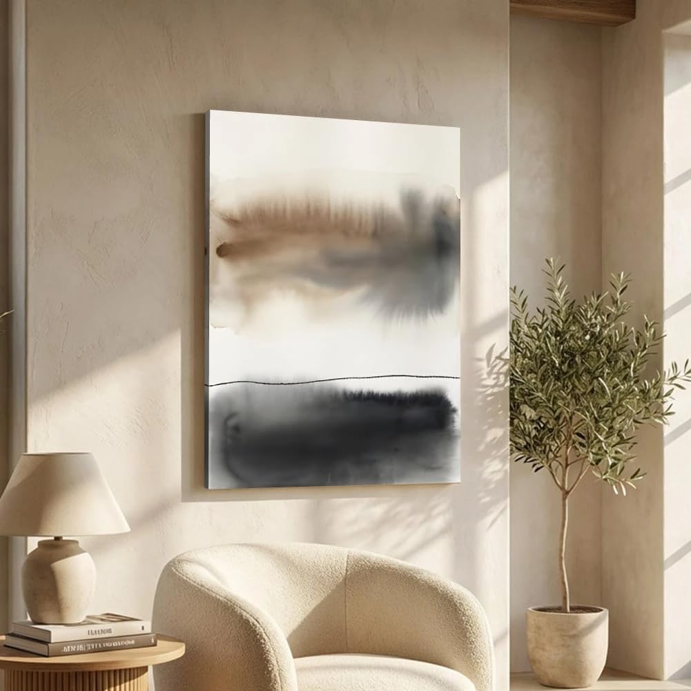 1 lienzo con estampado abstracto estilo aguada, ideal para la decoración del hogar (70x100cm/Sin marco)