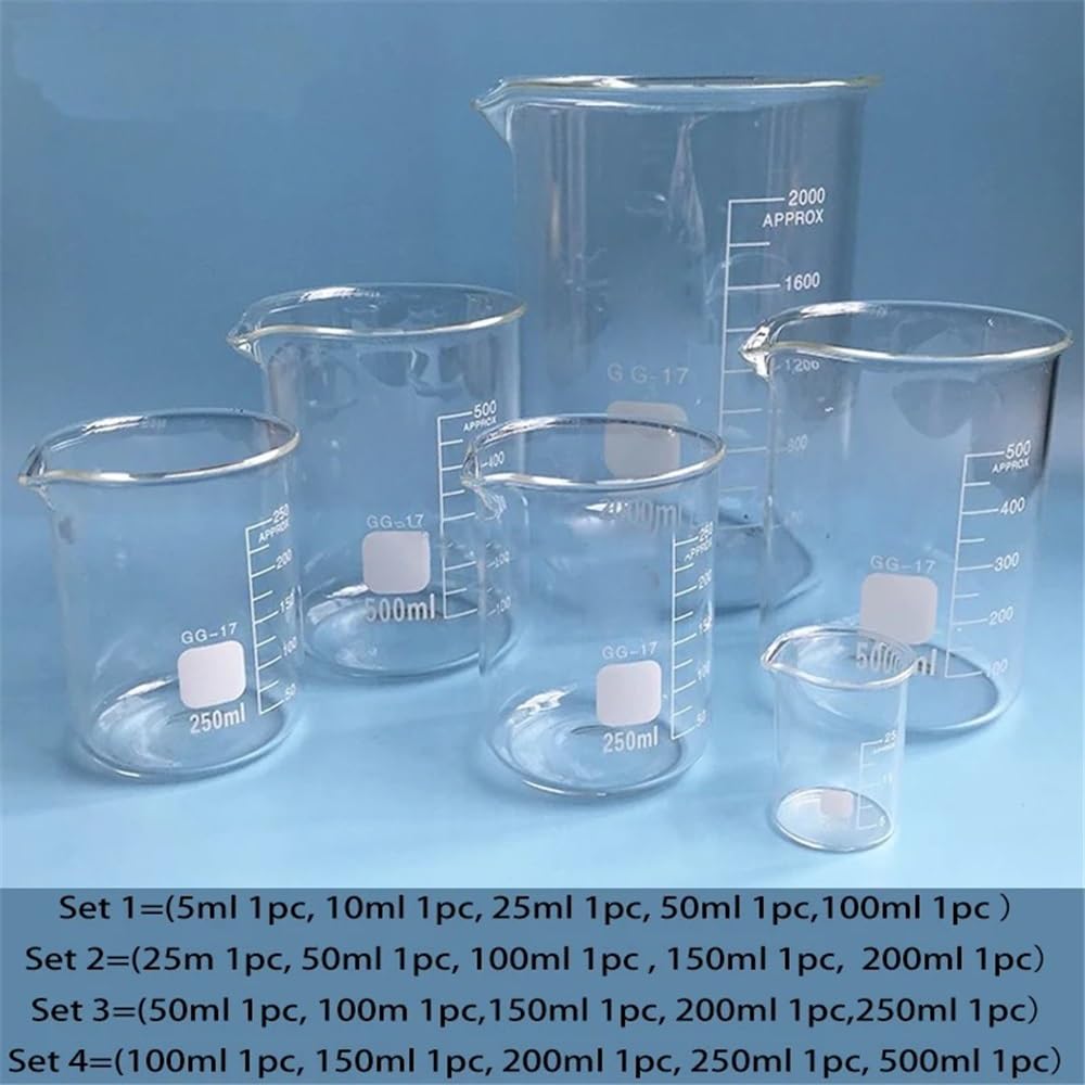 Attrezzature e forniture di laboratorio 1 set di becher in vetro borosilicato da laboratorio, dimensioni delle attrezzature, tazza graduata for