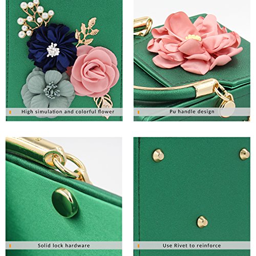 Milisente Evening Clutch Bag for Women Floral Square Box Evening Bags Crossbody Shoulder handBags Flower Wedding Clutch Purse - Image 4