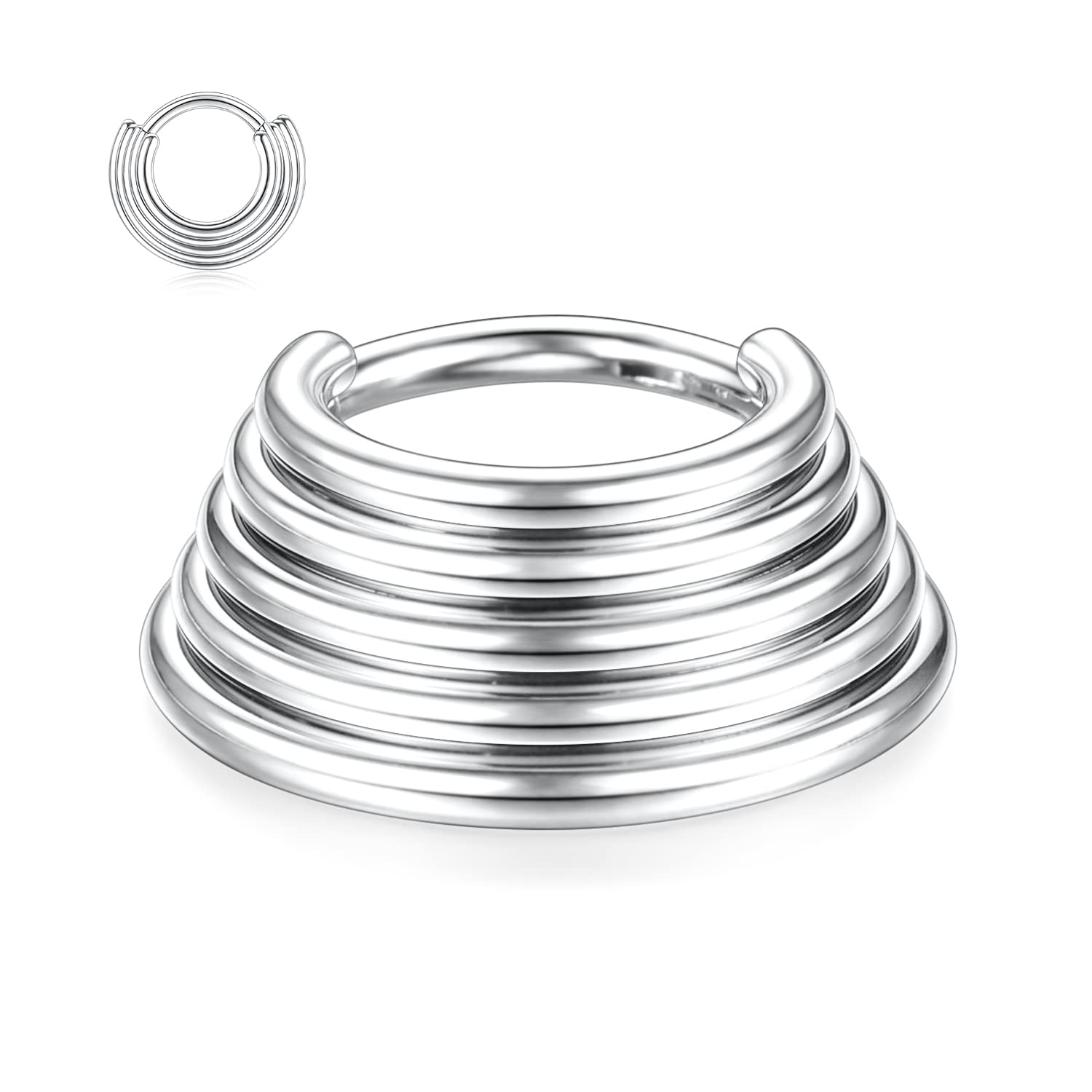 hengkaixuan 16G Septum Nose Rings Hoop Daith Earrings Surgical Steel Septum Clicker Ring Hirned Segment Seamless Clicker Ring Conch Hoop Ring Unisex Earrings Hoop Daith Piercing Jewellery