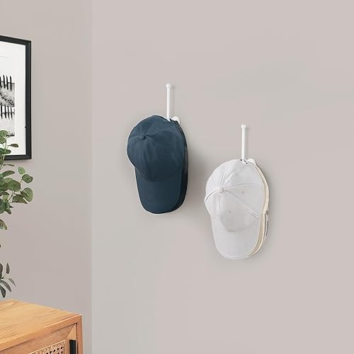 Miniatura 2 de Dahey Organizador de sombreros para gorras de béisbol, 2 piezas, soporte de pared para sombreros de 5 pulgadas, ahorro de espacio, en forma de L,