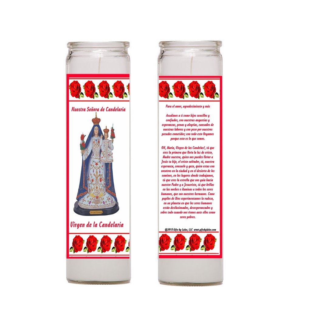 Gifts by Lulee, LLC Nuestra Senora de la Candelaria Set de 2 o 4 velas Patrona de las Islas Canaria, Barranquilla (2)