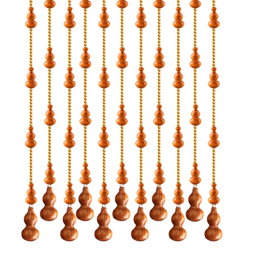 Rideau de perles en bois de gourde marron pour séparation de porte 100x198cm