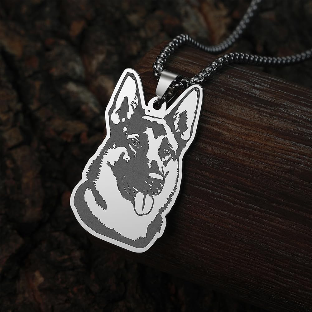 JczR.Y Puppy Dog Necklace - Husky Border Collie Dog Head for Women Men - Retro Wolf Head Animal Norse Viking Arrow Headed Amulet Jewelry - Image 3