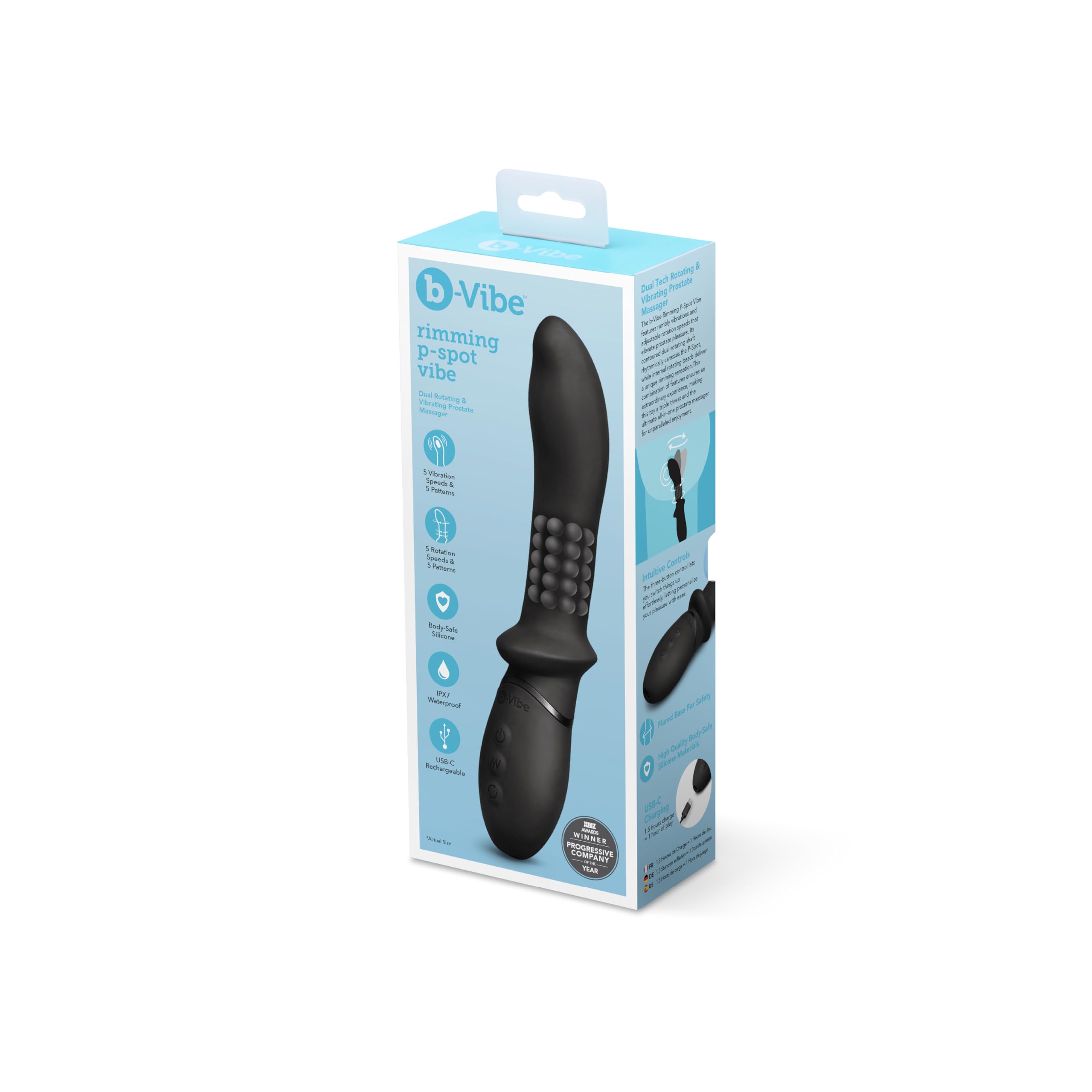 b-Vibe Rimming P-Spot Vibe Rotierende Perlen Prostata-Massagegerät mit Vibrations- und Rotationskontrolle