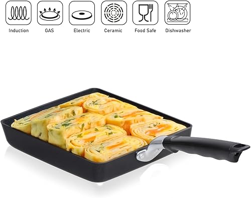 Vista 11 de TECHEF – Molde para tortilla de huevo japonesa, Tamagoyaki con revestimiento de teflón seguro, colección de colores, revestimiento antiadherente