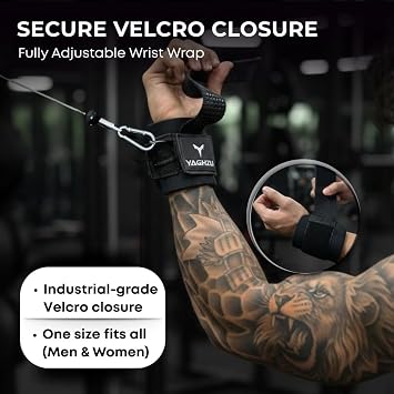 Weight Lifting Straps with D Ring - Gym Straps with D Ring | Cuffed D Rings, Padded Wrist Support, Fits All Cable Machines, Unisex, Anti Slip, Heavy Duty Weight Lifting Straps