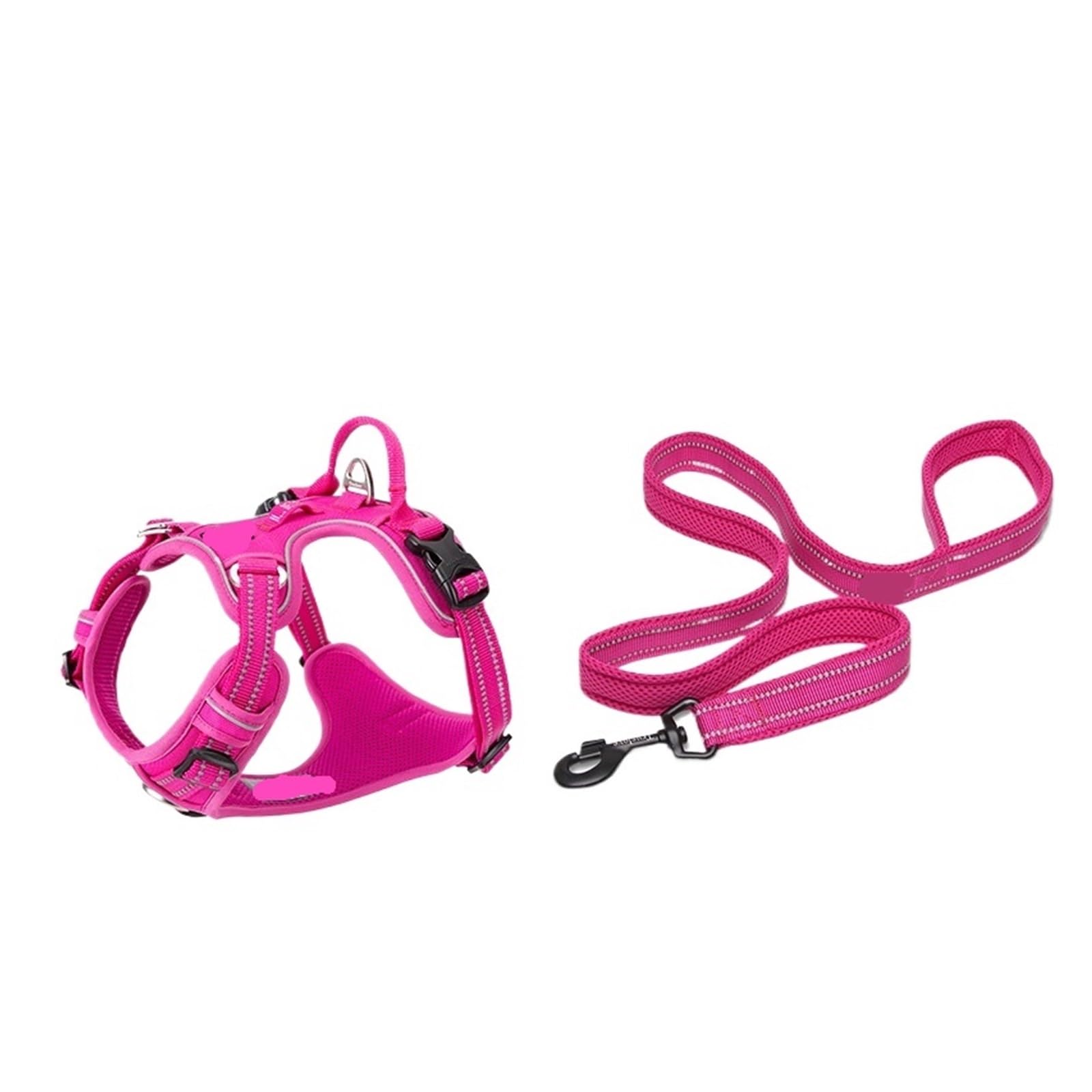 Harnais et laisse pour chien robuste XL fuchsia avec boucles réglables durables