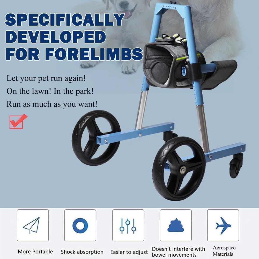 XXL Amputee Dog Wheelchair with Front Leg Support Full Mobility Aid for Paralyzed or Injured Dogs, Ideal for Elderly Pets and Arthritis Relief