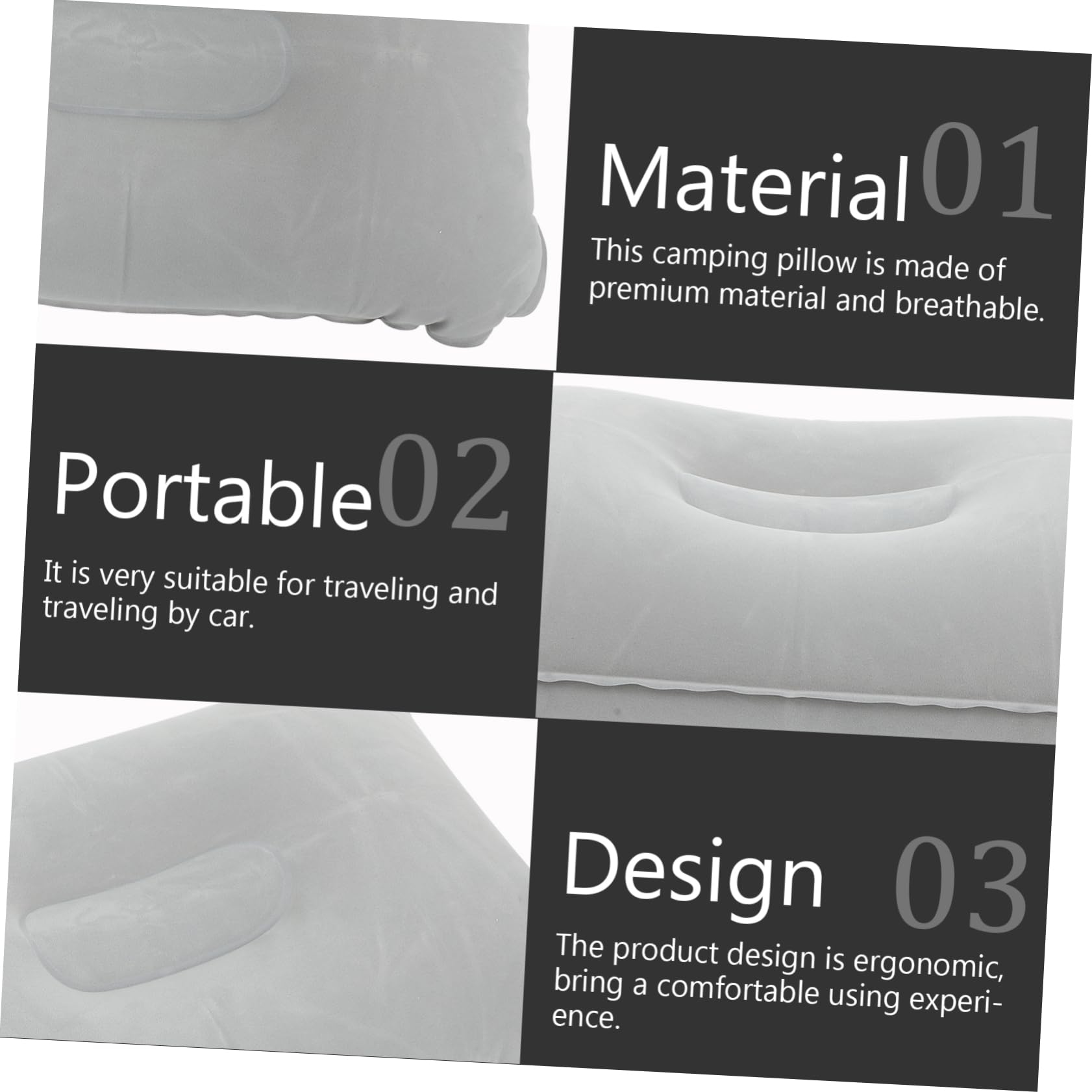 MERRYHAPY Ergonomic Camping Pillow Inflatable Neck Pillow for Sleeping Firm Breathable