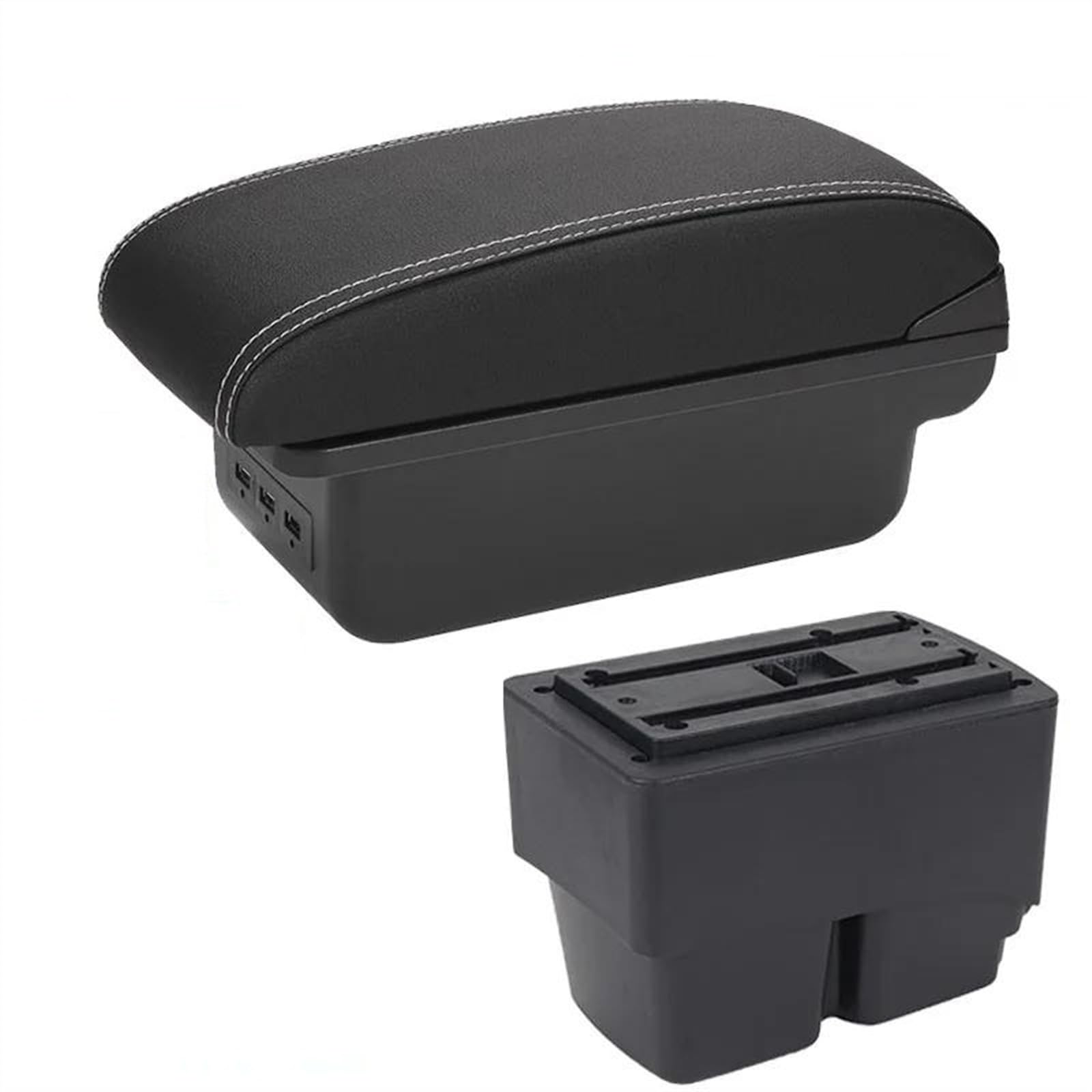 NMJLQW Storage Rack Car Center Console Storage Box Multifunctional Storage Box Interior Accessories For Fiesta(B3 Black white 3USB)