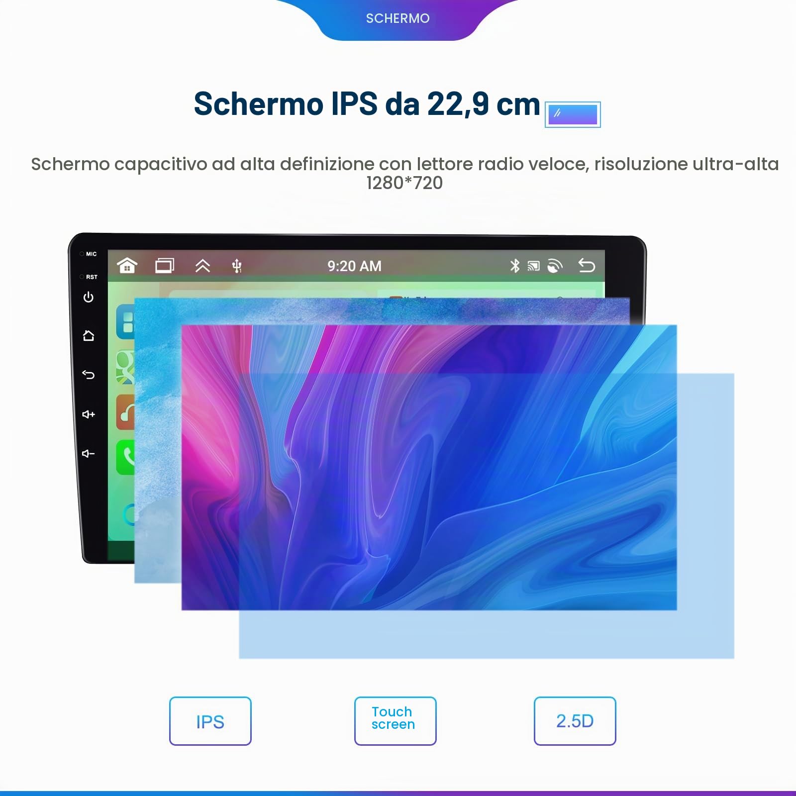 SIXWIN 8 Core 4GB+64GB Android 13 Autoradio con CarPlay/Android/DSP per Mercedes-Benz Smart Fortwo 2011-2015, 1280 * 720, 9" HD Schermo Navigatore GPS WiFi BT USB FM RDS Radio Mirror Link+32 band EQ