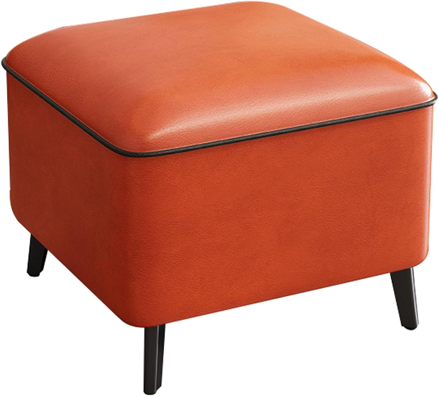 Stool Padded Stool with Thick Sponge and Metal Stool Legs, Comfortable Pouf Footstool for Bedroom Living Room Garden Balcony,Orange Rot-40 * 40 * 31CM