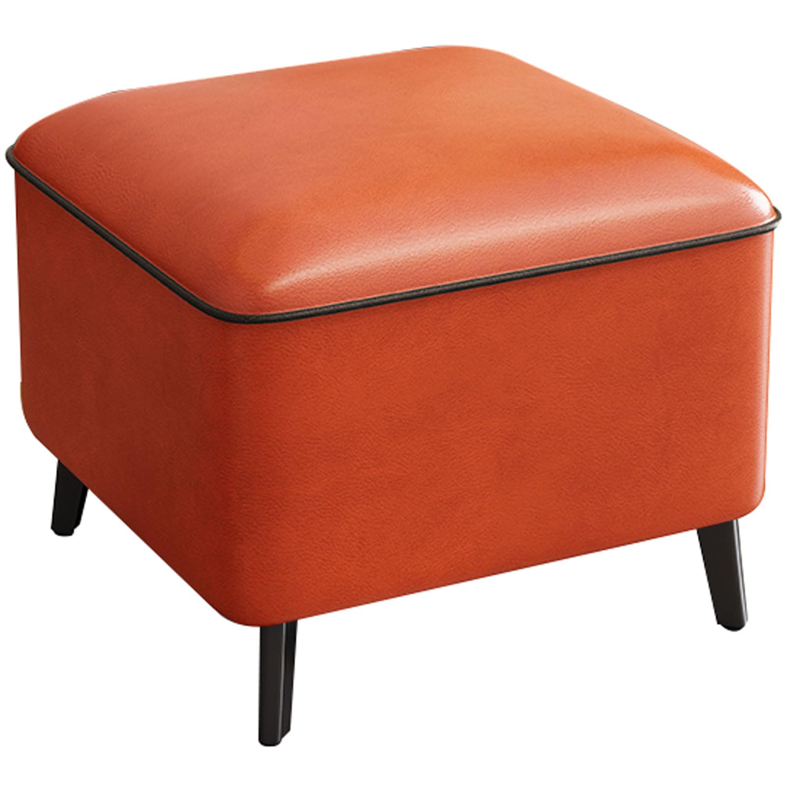 Tabouret rembourré orange avec pieds en métal noir 40cm
