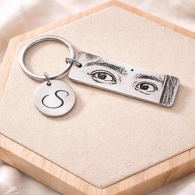 Image of Personalized Stainless‑Steel Birth Flower & Name Keychain - Double‑Sided Engraving
