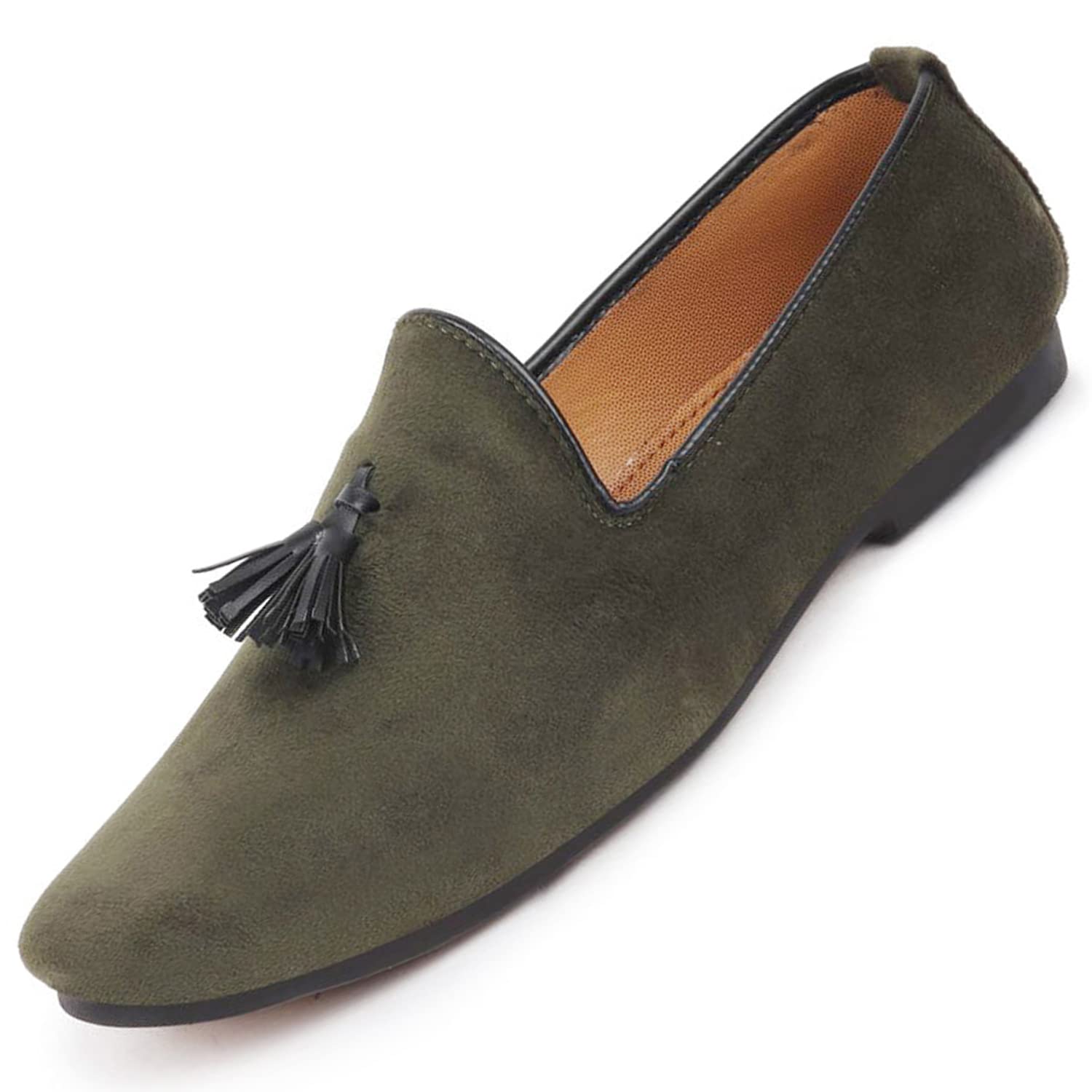 FAUSTO FST 3834 OLIVE-44 Mens Olive Green Velvet Party Loafers Slip On Casual Shoes (10 UK) (B09QD1K2XB) Amazon Price History, Amazon Price Tracker