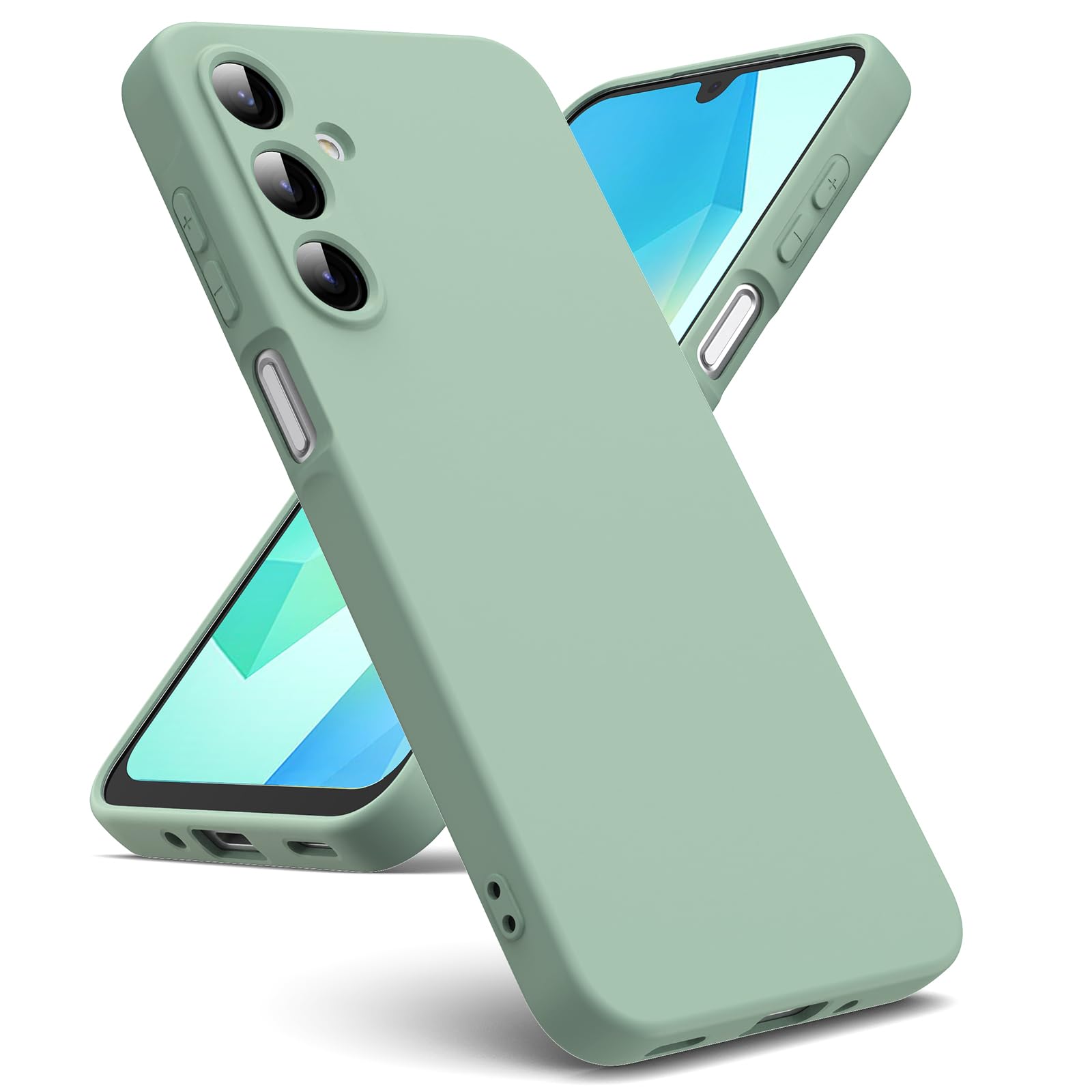 Oududianzi - Cover Compatibile con Samsung Galaxy A16 4G / 5G [Silicone Liquido] [Interno in Microfibra] Gomma Gel di Silicone Liquida Antiurto Custodia Cover Samsung A16 - Matcha