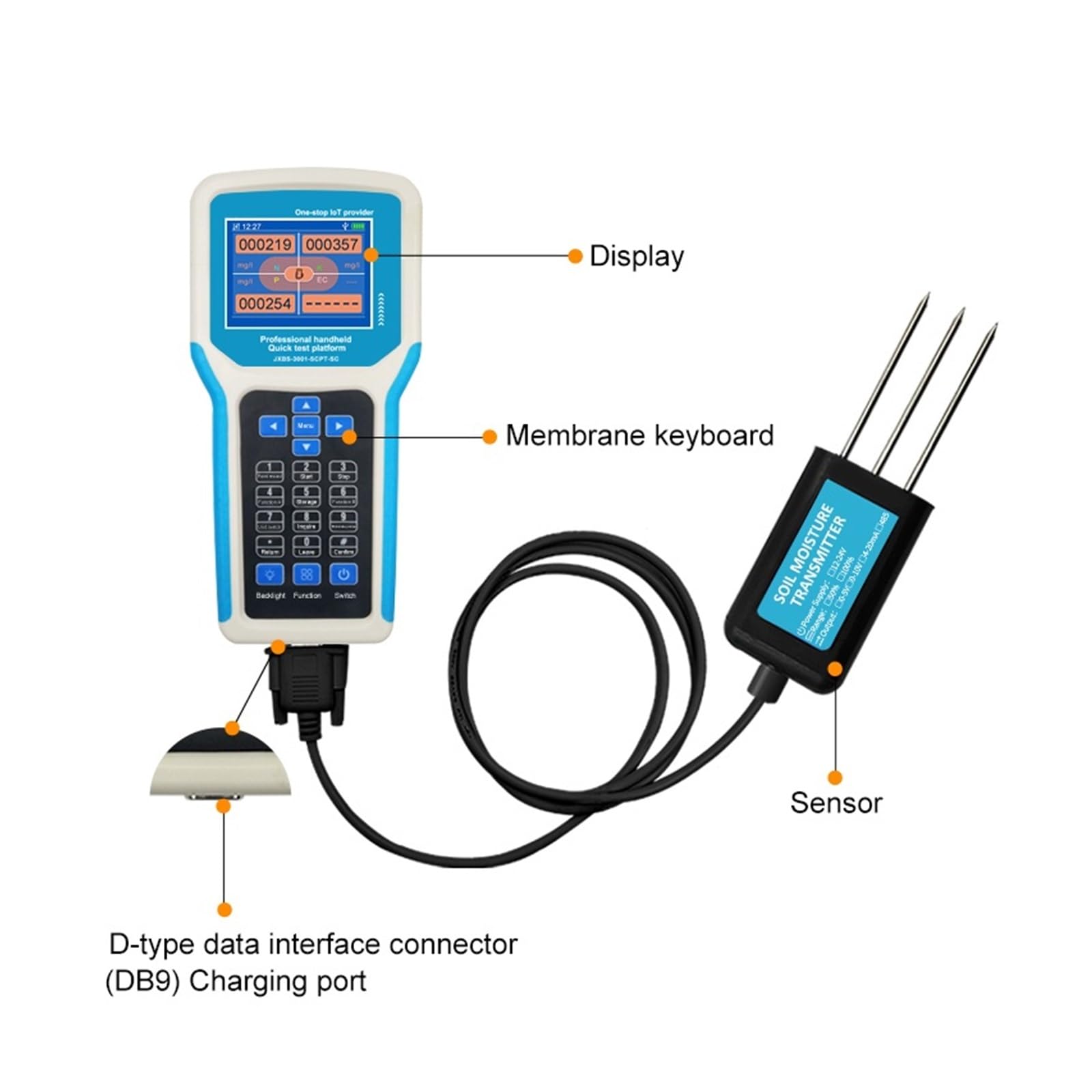 Medidor De Humedad Sensor de conductividad de la humedad de la temperatura del suelo de la agricultura, probador de suelo del transmisor de prueba rápida 3 en 1 del suelo de mano